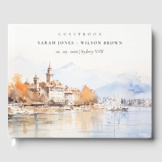 Livro De Visitas Montreux Suíça Aquarela Paisagem Casamento
