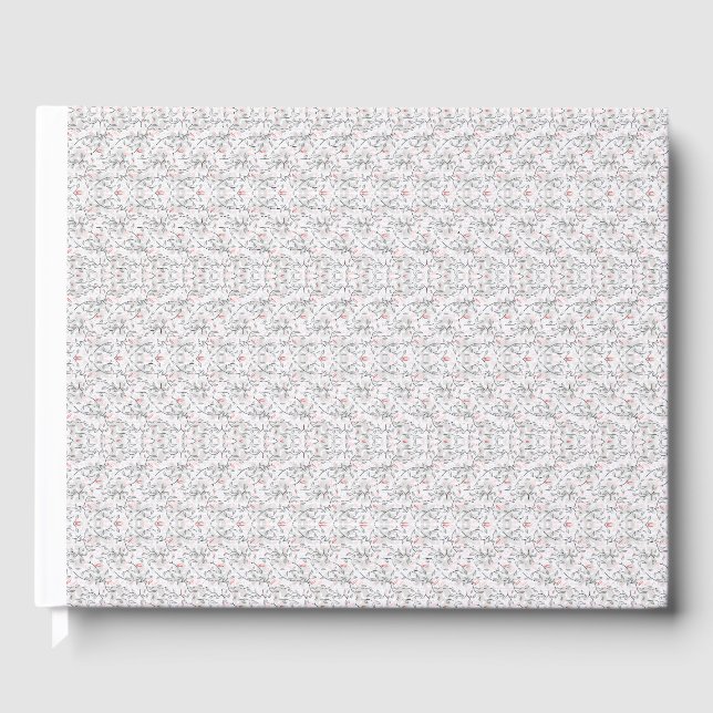 Livro De Visitas Motif floral refinado em branco e cinza, presenti (Frente)