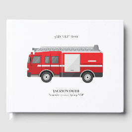 Livro De Visitas Motor De Bombeiros Vermelho Cortado Crianças De Qu