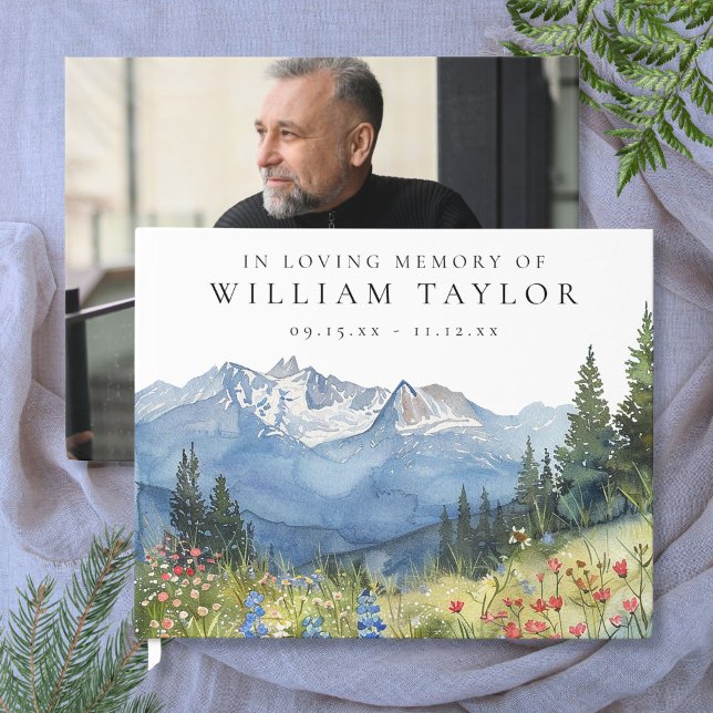 Livro De Visitas Mountain Floral In Loving Memory Funeral Photo (Mountain Floral In Loving Memory Funeral Photo Guest Book)