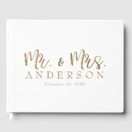 Livro De Visitas MR. & MRS. Dourado Tipografia Moderna Minimalista