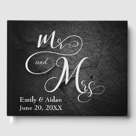 Livro De Visitas Mr. & Mrs. Wedding Black Slate Stone 