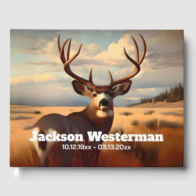 Livro De Visitas Mule Deer Buck no Memorial Prairie (Frente)