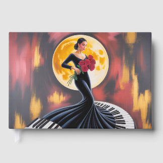 Livro De Visitas Música Elegante de Piano Desenho Artístico Feminin