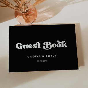Livro De Visitas Na moda retro casamento preto e branco