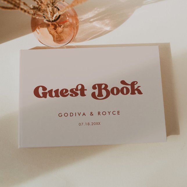 Livro De Visitas Na moda retro casamento rosa (Criador carregado)