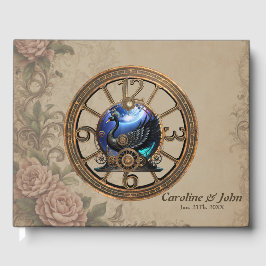 Livro De Visitas Nadador de galos pretos com relógios e engrenagens