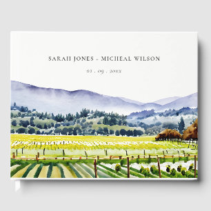 Livro De Visitas Napa Valley Watercolor Vineyard Landscape Weding