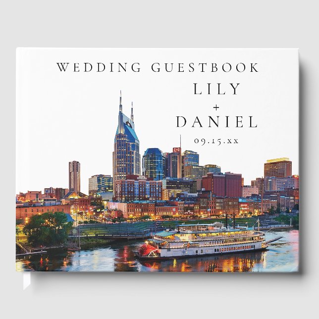 Livro De Visitas Nashville Riverfront Watercolor Wedding (Frente)
