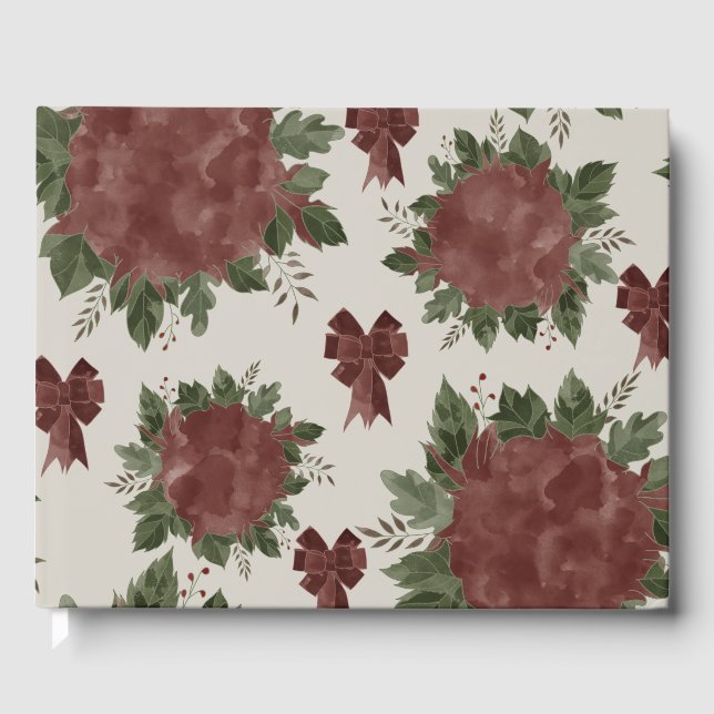 Livro De Visitas Natal Botânico Elegante (Frente)