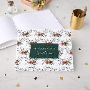 Livro De Visitas Natal Elegante Aquarela Rústico Feriado