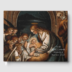 Livro De Visitas Natividade Cena Virgem Maria Bebê Jesus Angels Cri