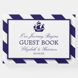 Livro De Visitas Náutica Stripes & Marinho Náutico Naufrágio Azul