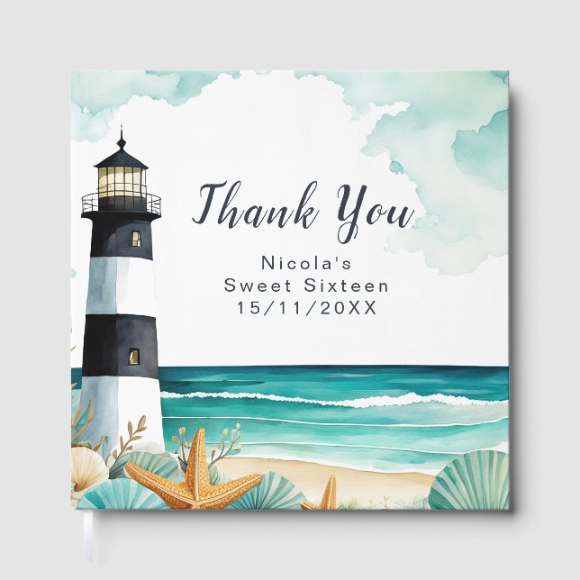Livro De Visitas Nautical Lighthouse Sweet Sixteen Birthday (Frente)