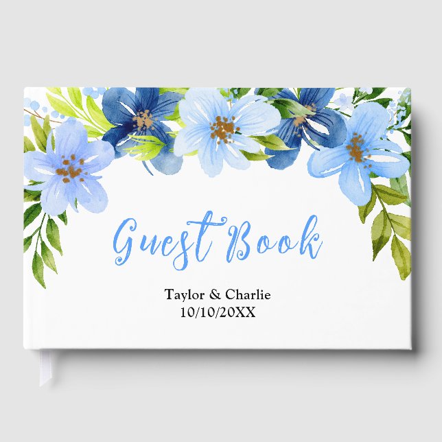 Livro De Visitas Navy and Baby Blue Floral Wedding (Frente)