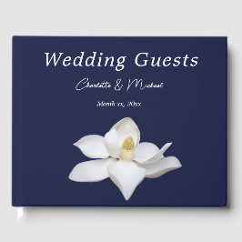 Livro De Visitas Navy and White Magnolia Elegant Wedding