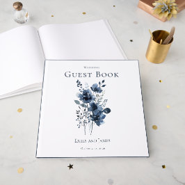 Livro De Visitas Navy Blue Botanical Wedding