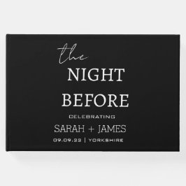 Livro De Visitas Negro minimalista na noite antes da Festa de casam