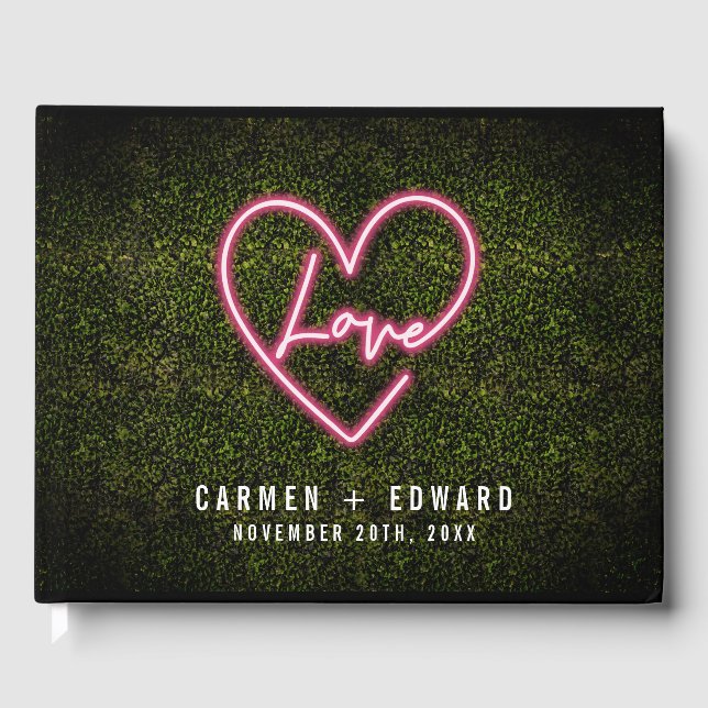Livro De Visitas Neon Love Sign Boxwood Weding (Frente)