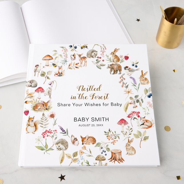 Livro De Visitas Nestled in the Forest Baby Shower Guest Book  (Criador carregado)