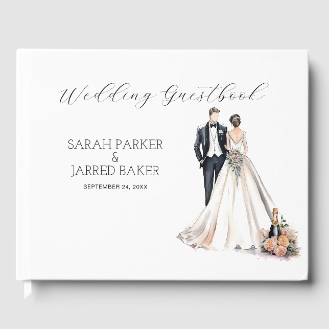 Livro De Visitas Newlyweds De Aquarela (Frente)