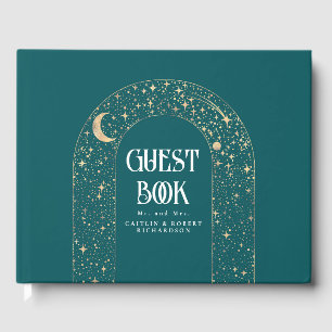 Livro De Visitas Night Sky Stars Celestial Teal Weding