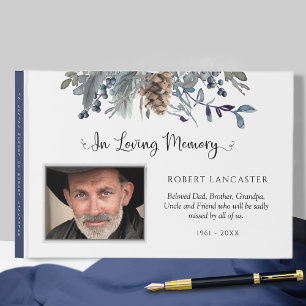 Livro De Visitas No Amor Memória Foto Funeral Azul Rústica