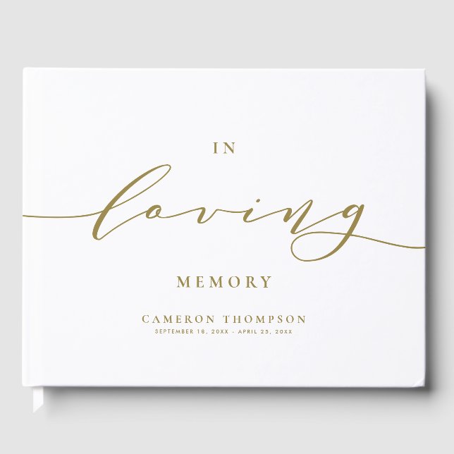Livro De Visitas No funeral Loving Memory Dourado Dacil Script (Frente)