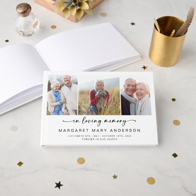 Livro De Visitas No Loving Memory 3 Photo Funeral (Frente aberta)