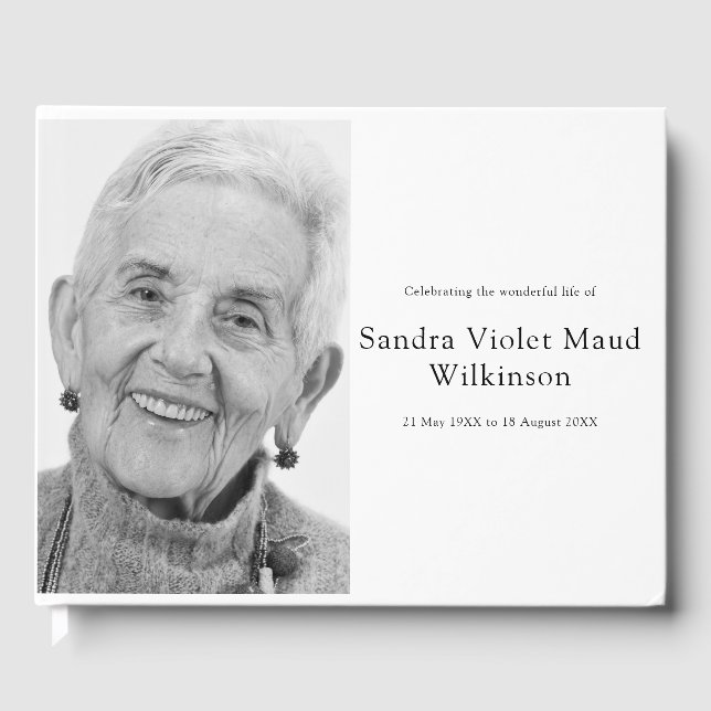 Livro De Visitas No Loving Memory black and white Memorial Photo (Frente)