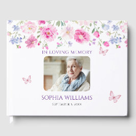 Livro De Visitas No Loving Memory Bright Pink Wildflower