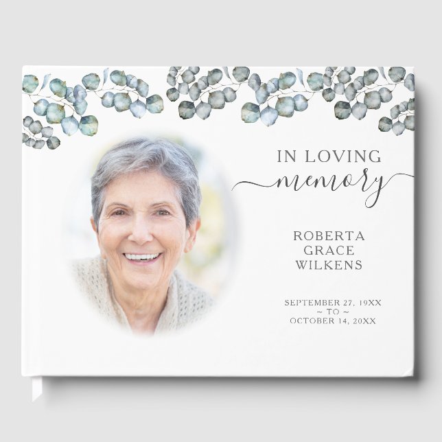 Livro De Visitas No Loving Memory Eucalyptus Script Photo Guest Boo (Frente)