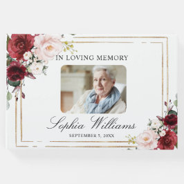 Livro De Visitas No Loving Memory Marsala Floral Funeral Guest Book