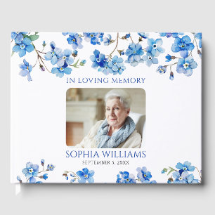 Livro De Visitas No Loving Memory Pequena Flores Azuis