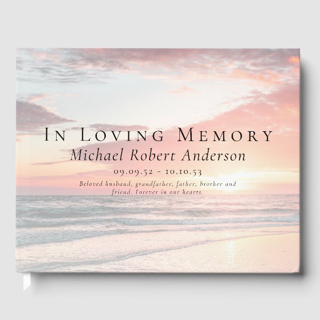 Livro De Visitas No Loving Memory Sunset Ocean Memorial Funeral (Frente)