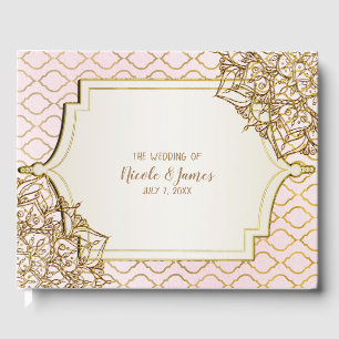 Livro De Visitas Noiva de Rosa Corado Dourado Noites Árabes Marroqu