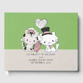 Livro De Visitas Noiva e Noivo Casal de Gato Personalizado Casament