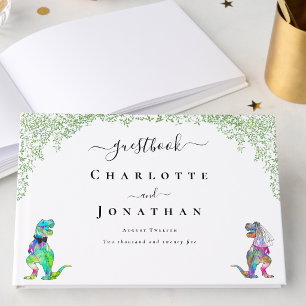 Livro De Visitas Noiva e Noivo Dinossauro Casamento Personalizado c