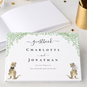 Livro De Visitas Noiva e Noivo Dinossauro Casamento Personalizado c