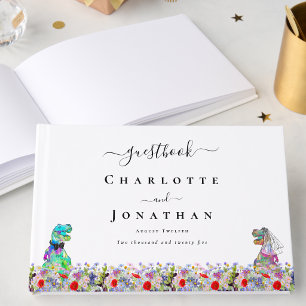 Livro De Visitas Noiva e Noivo Dinossauro Casamento Personalizado c