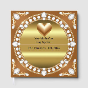 Livro De Visitas 💍 Noivado Estilo Monograma Coração Dourado 🌹