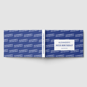 Livro De Visitas Nome Azul Marinho Branco Aniversário