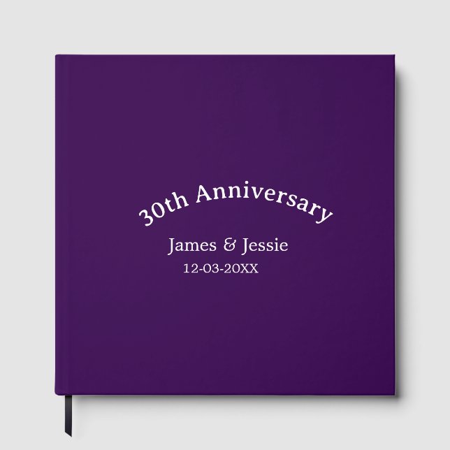 Livro De Visitas nome data aniversário de 30 anos de casamento roxo (Frente)