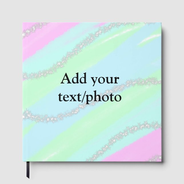 Livro De Visitas Nome de adição do pastel cintilante verde-rosa azu (Frente)