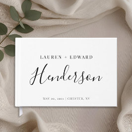 Livro De Visitas Nome de Família Elegante Moderno Casamento
