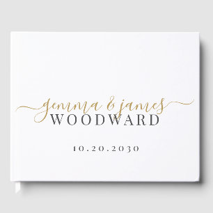 Livro De Visitas Nome Preto de Casado Dourado Script