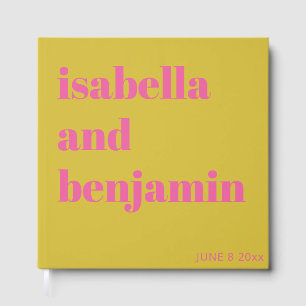 Livro De Visitas Nomes em Negrito Personalizados Casamento Rosa Cha
