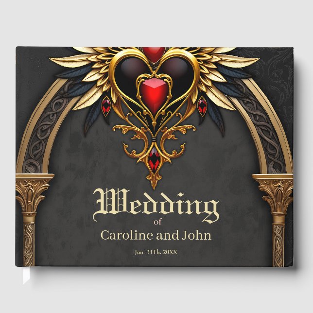 Livro De Visitas Nós celtas e um coração na elegância gótica. (Frente)