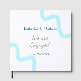 Livro De Visitas Nós estamos engajados azul cinza aquarela espiral 