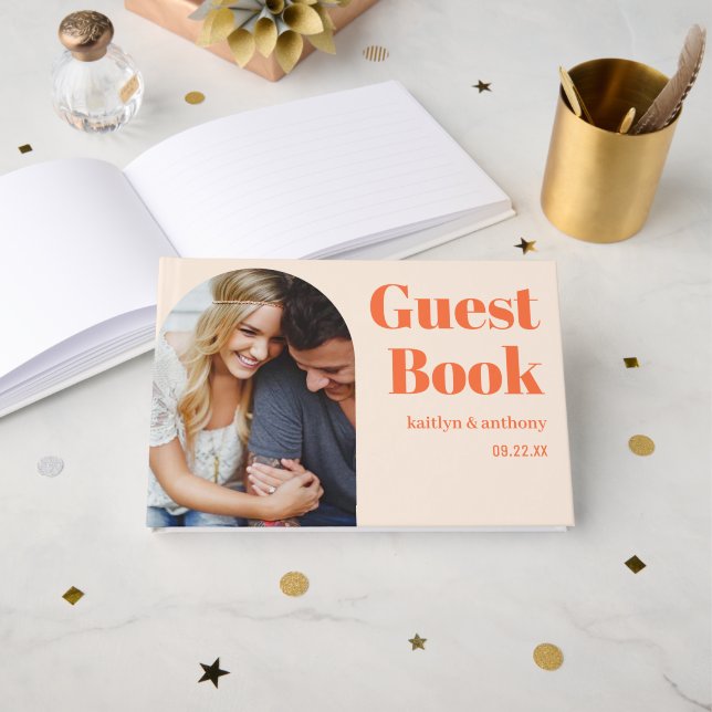 Livro De Visitas Nostalgic Charm Retro Wedding (Frente aberta)